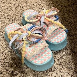 Chic Pastel Pom-Pom Sandals